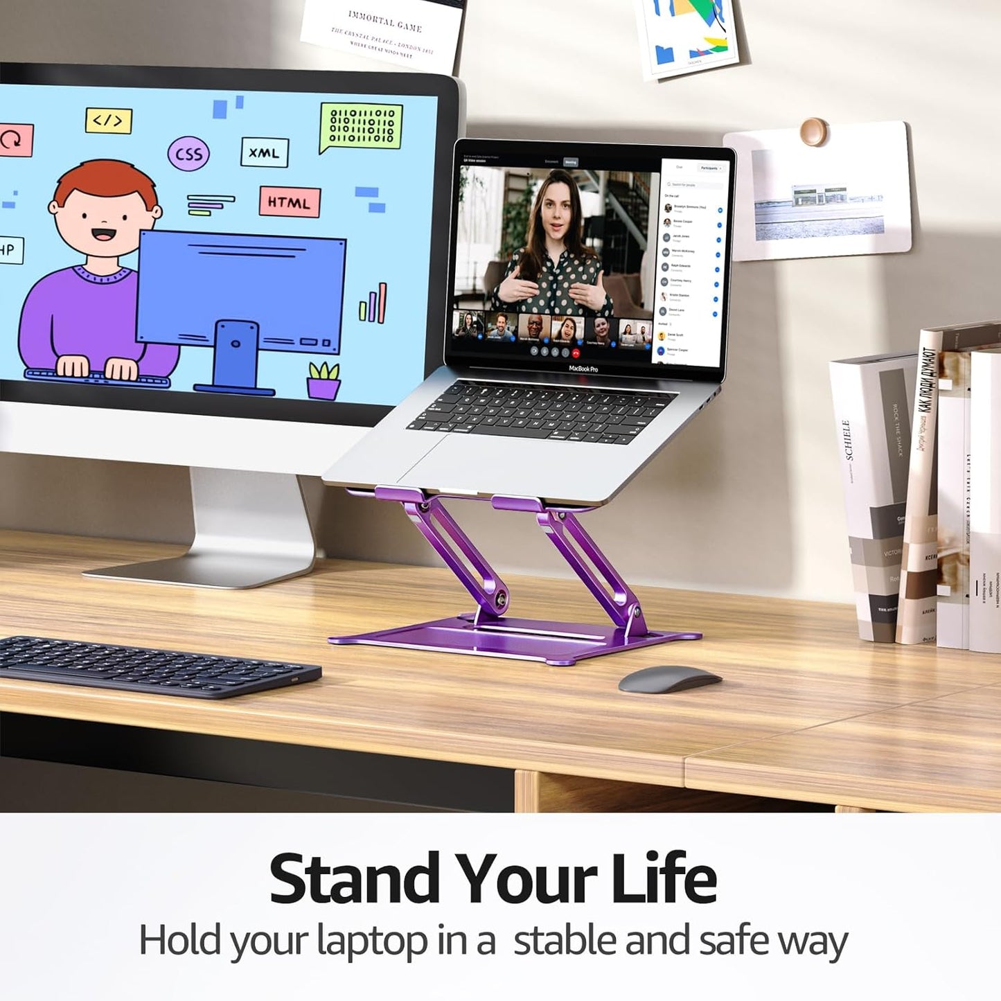 Urmust Laptop Notebook Stand Holder Adjustable Laptop Stand Portable Computer Riser Compatible with MacBook Air Pro HP Dell XPS Lenovo All Laptops 10-15.6"(Rose Gold)