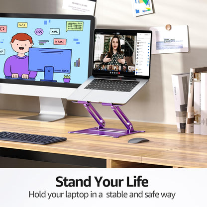 Urmust Laptop Notebook Stand Holder Adjustable Laptop Stand Portable Computer Riser Compatible with MacBook Air Pro HP Dell XPS Lenovo All Laptops 10-15.6"(Rose Gold)