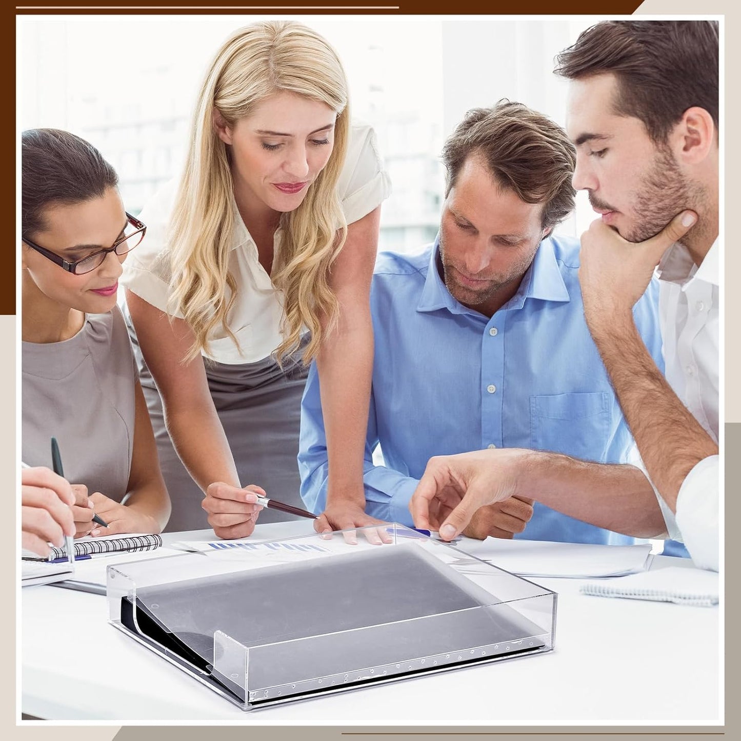 Lincia 12.6 x 10.2 x 2.1 Inches Acrylic Letter Tray Stackable File Paper Tray Acrylic Desk Organizer Clear Holder Desk Accessories for Office Home Library
