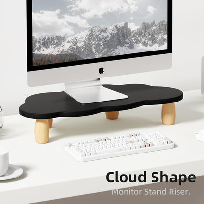 AFOOYO Monitor Stand Riser,Cloud Shape Wood Computer Monitor Stand, 16.5IN Monitor Stand Riser, Multi-Purpose Desktop Organizer Riser for Computer,Laptop,Printer,TV,Pink