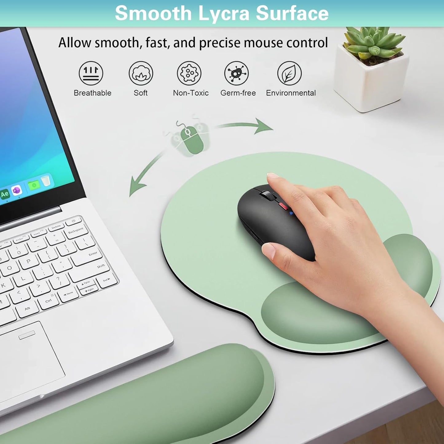 Mouse Pad with Wrist Rest Set, Qomolama 3-in-1 Wrist Support Mouse Pad Set, Floral Gaming Mousepad with Anti-Skid Base,Ergonomic Mouse Pad,Memory Foam Keyboard Gel Wrists Rest