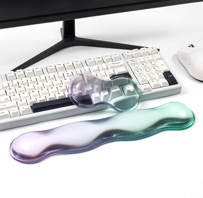 Ergonomic Gel Keyboard and Mouse Wrist Rest Set – Clear Wrist Rest for Computer Keyboard 60%/68%/75%, Comfort & Support for Typing and Gaming (Grey Purple)