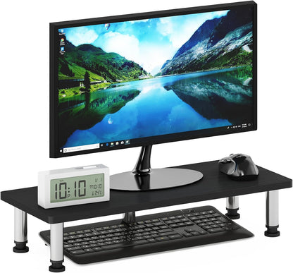 Furinno Turn-N-Tube Corner Monitor Riser Stand with Stainless Steel Tubes, Americano