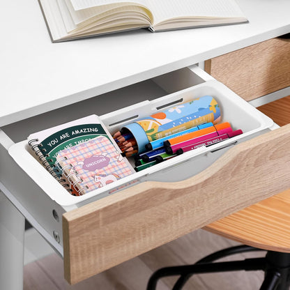 Booson 2 PCS Deep Drawer Organizer Bin Adjustable Sliding Drawer Organizers Expandable Kitchen Organizer Trays for Home Office Makeup Storage Tools