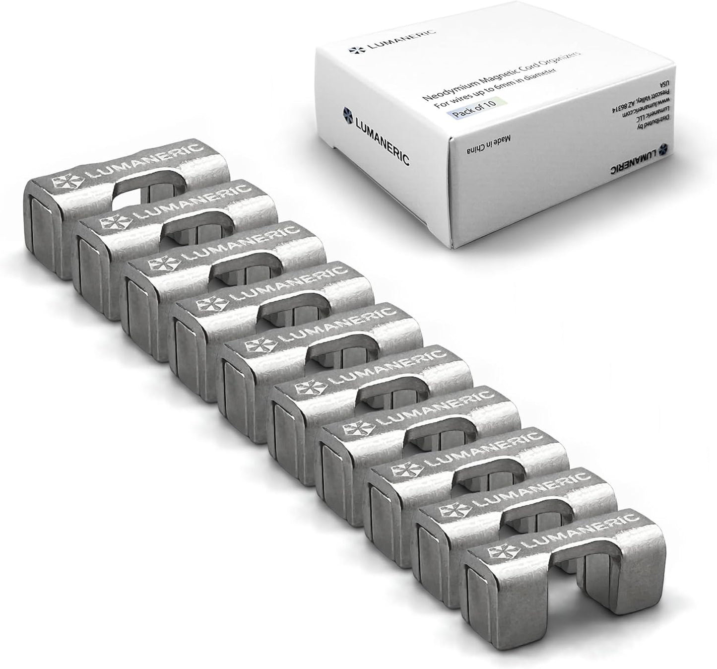 Magnetic Cord Holder, Heavy Duty Neodymium Magnets for Cord Management (10-Pack, Silver) No Adhesives or Cable Ties, Reusable Desk Cable Organizers