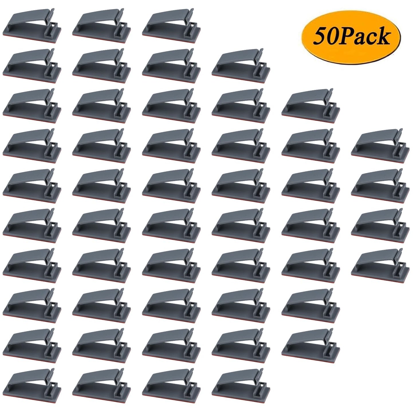 SOULWIT 50Pcs Self Adhesive Cable Management Clips, Cable Organizers Wire Clips Cord Holder for TV PC Ethernet Cable under Desk Home Office (Black)