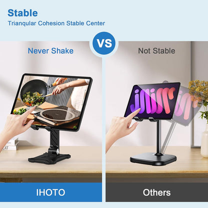 Foldable Phone Stand Desk for Samsung Galaxy S26 S25 Ultra Plus S23 S24 A14 A54 5G A15 A13 A53 S22 S21 FE S20 A03s A23,iPad iPhone 16 15 Cell Phone Holder Height Adjustable Tablet Cradle Desktop Dock