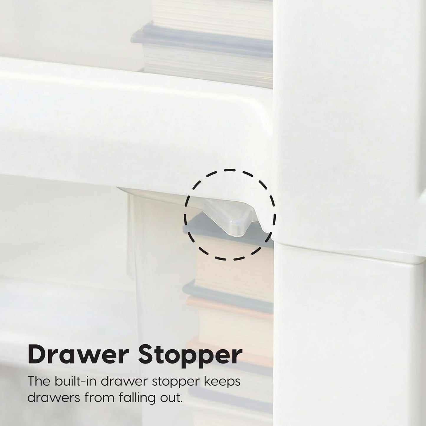 IRIS USA Plastic Drawer Storage Organizer Rolling Cart, with Wheels Casters, 4-Drawers, for Classroom Art Craft Supplies Dresser Closet Bathroom Laundry Room, Black/Pearl