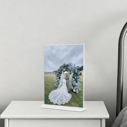 KOOLDE Acrylic Sign Holder 8.5x11 Inches 2 Pack T Shape Desktop Display Stand Vertical Double Sided Clear Table Menu Flyer Holder for Restaurants, Office, Shop, Wedding