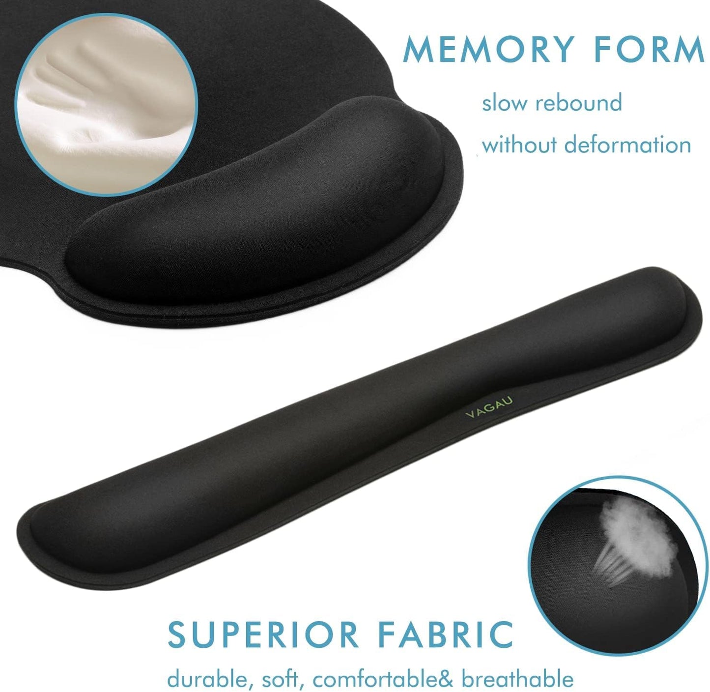 Comfy Mee Premium Memory Foam Keyboard and Mouse Wrist Rest Pads Set- for Comfortable Typing &Wrist Pain Relief (Pack of 2)