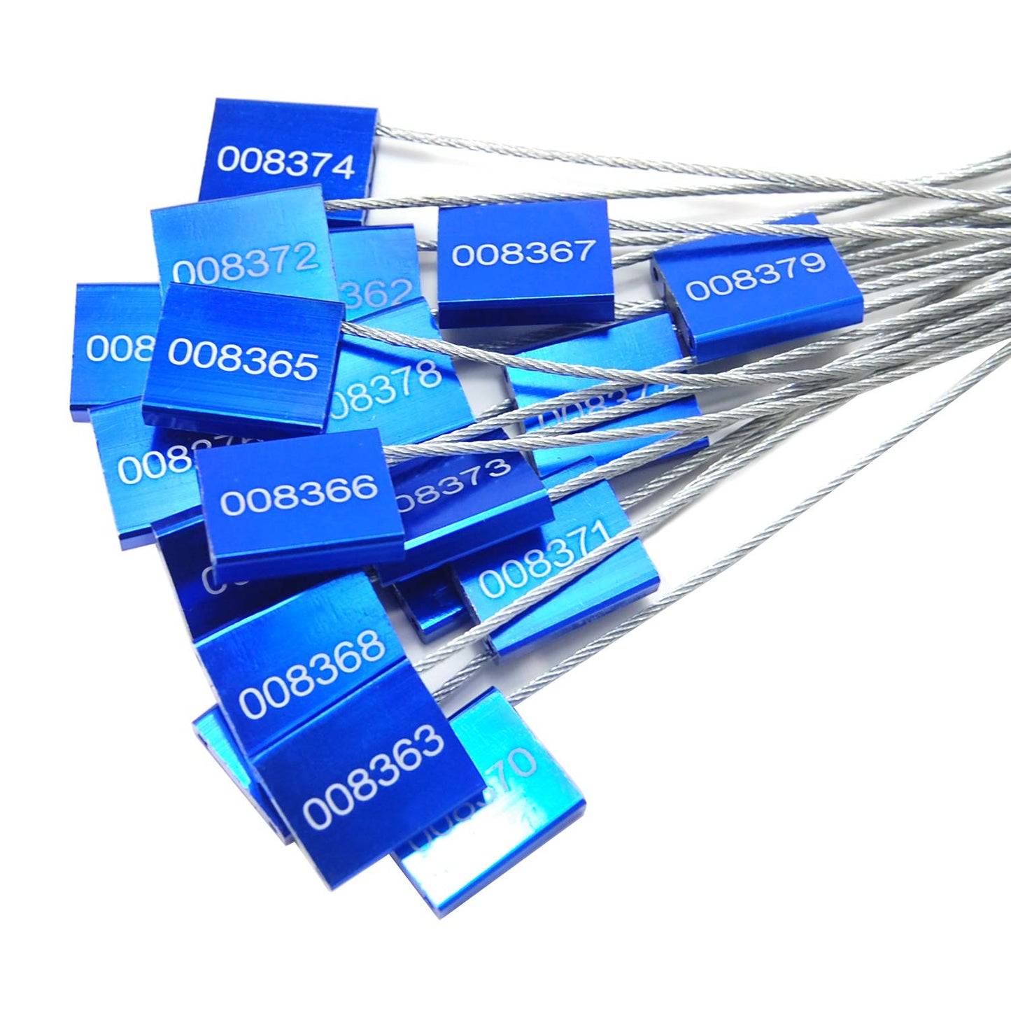 50 Blue Steel Cable Seals Metal High Security Tag Numbered Truck Trailer Seal Anti-Tamper Pull-Tite Security Seal Aluminum Transport Shipping Seal Self-Locking Safety Ties ISO 17712