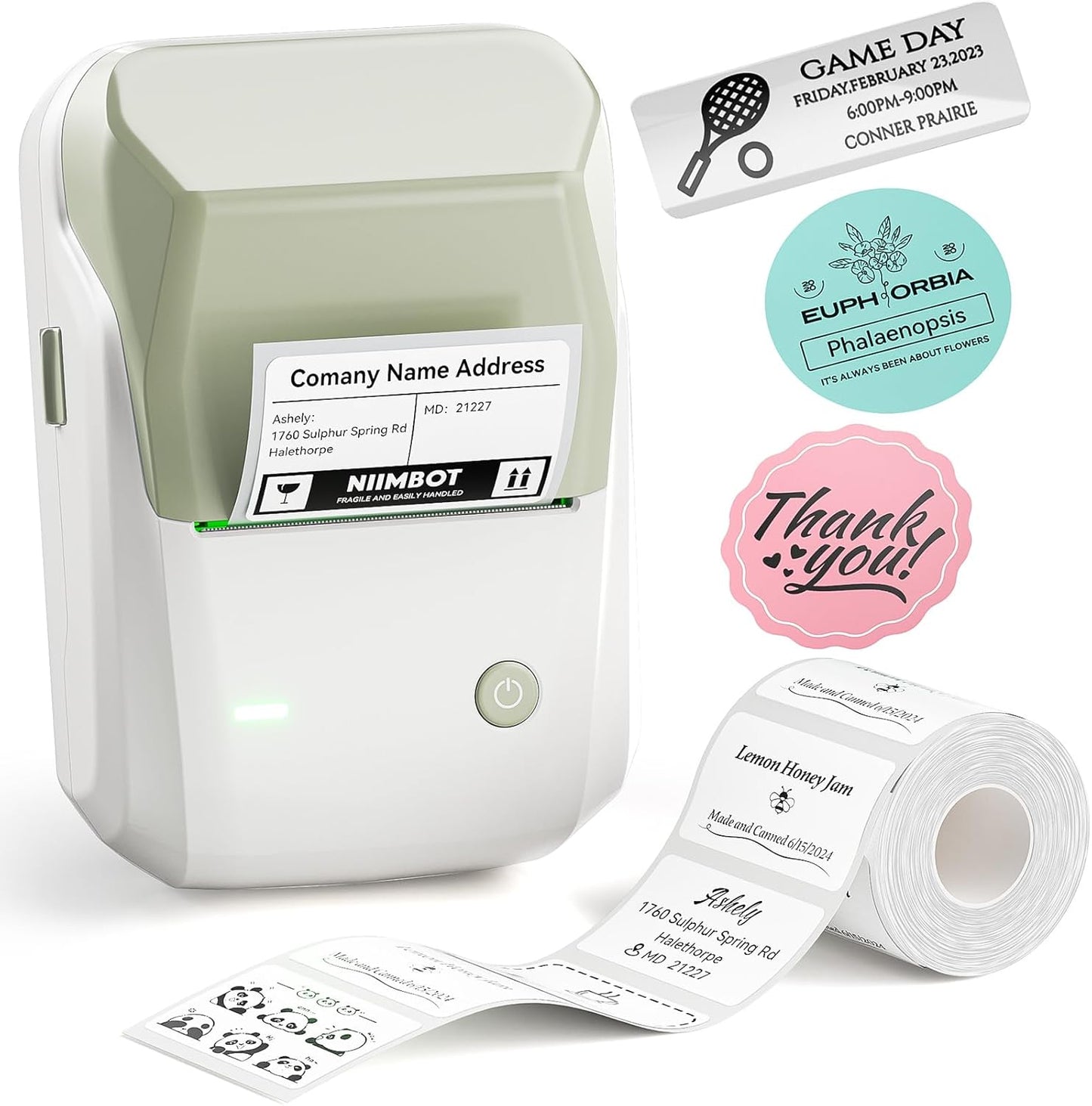 NIIMBOT B1 Label Maker Machine, Thermal Label Printer Easy to Use for Office, Home, Business, Came with 1 Roll White Label(Blue)
