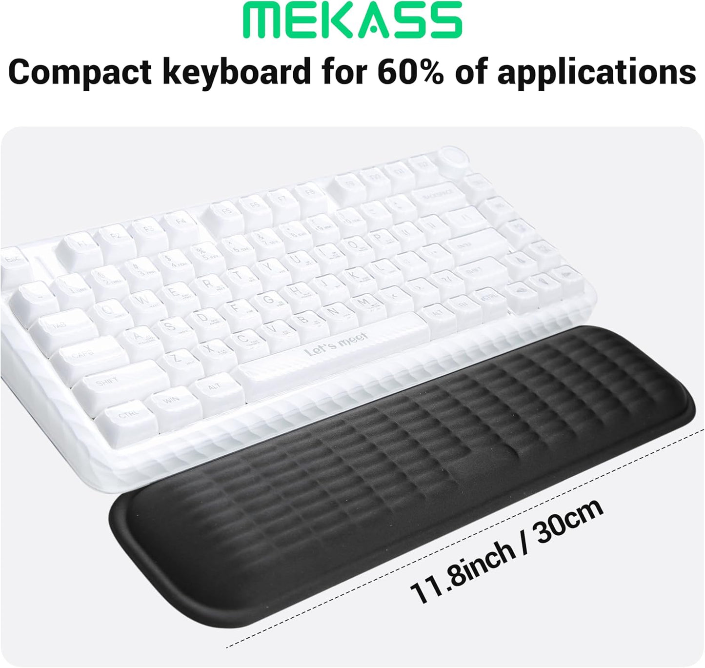 MEKASS Keyboard Wrist Rest, Soft Memory Foam Wrist Support for Keyboard, Keyboard Hand Rest Pad for Wrist Pain Relief, Keyboard Wrist Guard for Long Hours of Work, Gaming, Studying（Classic Black）