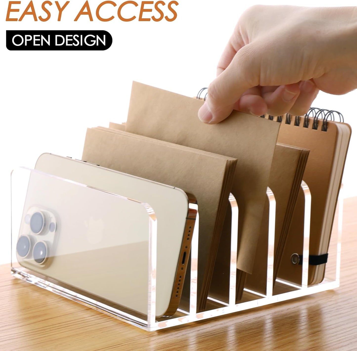 SANRUI 3 Compartments Mail Organizer Letter Holder for Desk ,Vertical Letter Holder,File Sorter Acrylic Desk Organizer Office Supplies,Clear