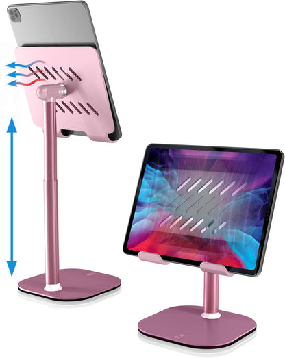 COOPER TabHolder, 7-10" Height Adjustable Tablet Stand, Premium iPad Stand for Desk, 270° Tilt iPad Holder for Desk, Tablet Holder, 15.6-17" Portable Monitor Support (Black)
