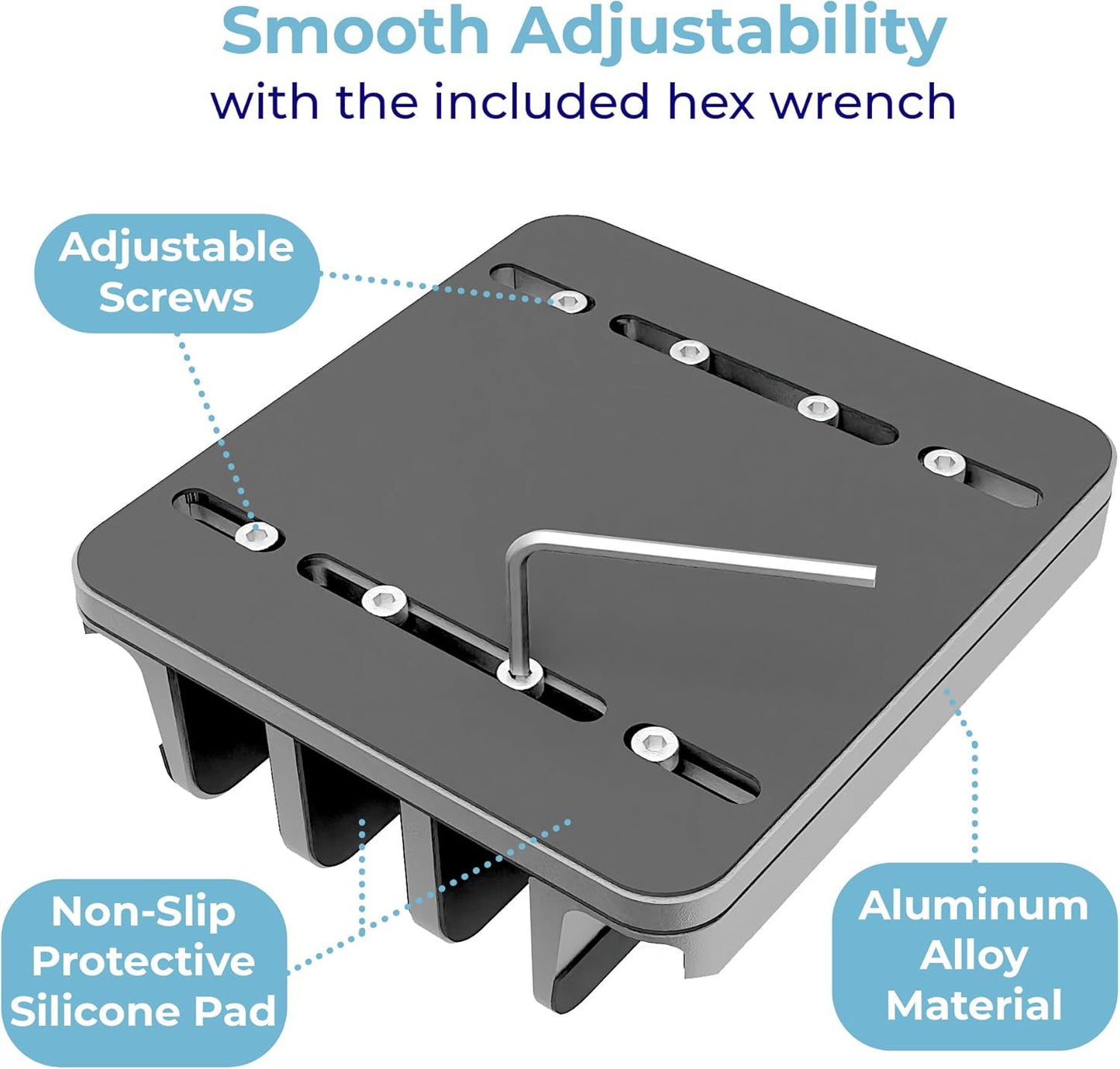 Adjustable Laptop Stand, 5 Slots, Aluminum Space-Saving, for Apple MacBook/Surface/Galaxy/Tablet/iPad/iPhone, Silver