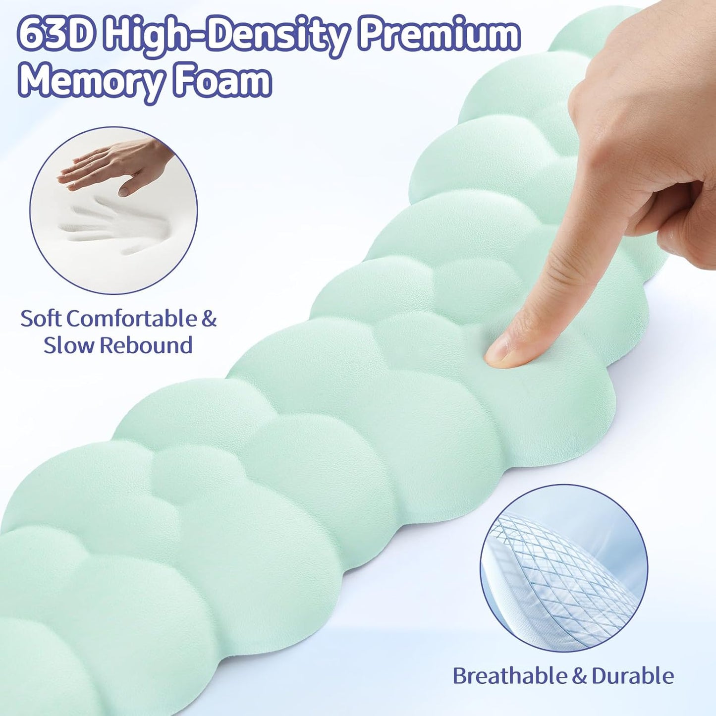 Sushret Cloud Wrist Rest for Keyboard and Mouse, Memory Foam PU Leather Keyboard Wrist Rest with Ergonomic Support, Non-Slip Base, Cute Arm Rest Pad & Palm Cushion, Office Desk Accessory, White