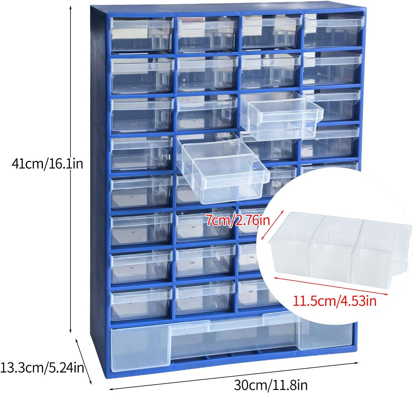 33 Drawer Plastic Small Parts Organizer, Storage Bin with Drawers for Hardware, Parts, Crafts, Beads, 11.8 x 16.1 x 5.2 Inches (Black)
