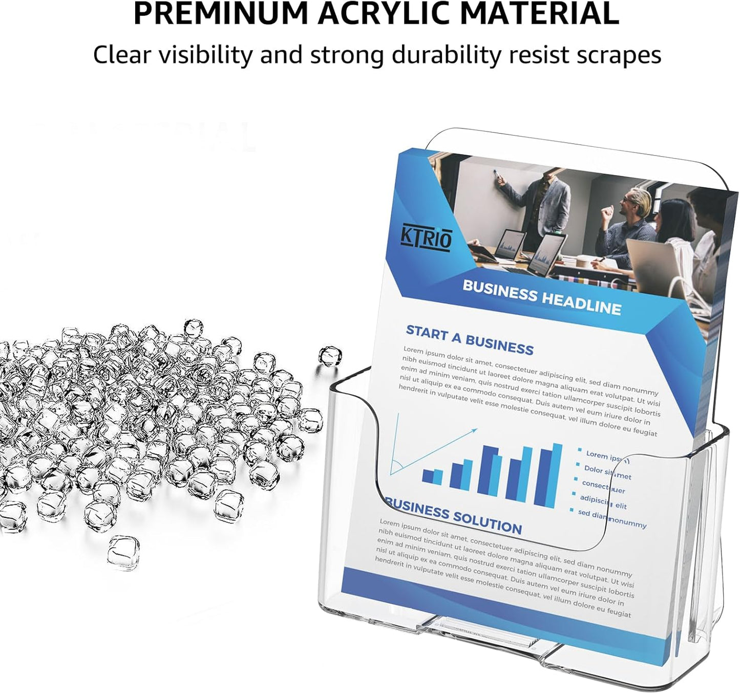 KTRIO Acrylic Brochure Holder 8.5 x 11 Clear Literature Display Stand, Plastic Flyer Holder for Trifold Brochures, Menus, Magazines, Pamphlets, Documents, Desk or Wall Mount, 2 Pack