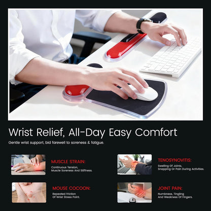 Ospelelf Mouse Pad with Wrist Rest and Ergonomic Gel Keyboard Hand Wrist, Support for Typing Gaming, Relieve Wrist Pain, Cool & Easy to Clean, for Office, Programmer, Home Computer Use, Pink