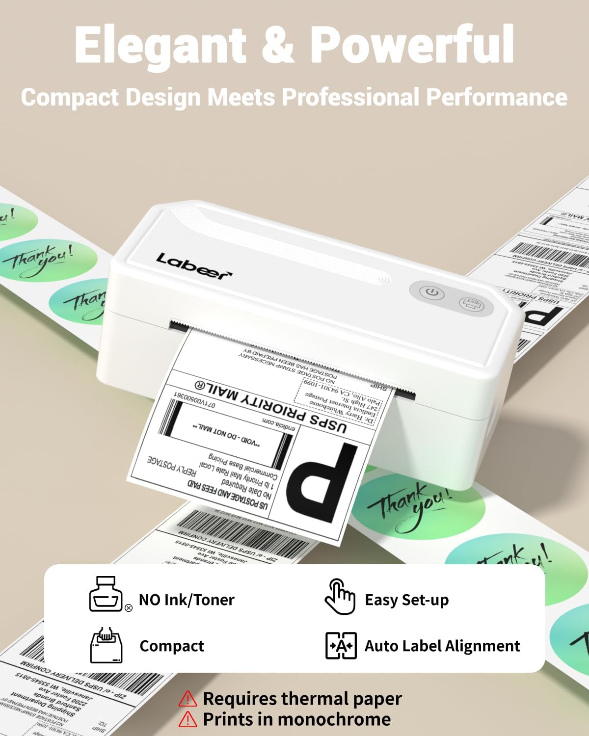 Labeer Bluetooth Thermal Label Printer, 4x6 Wireless Label Sticker Printer for Small Business, Office or Home, Compatible with iPhone, Android, Windows, Mac, Etsy, Amazon, Shopify, UPS