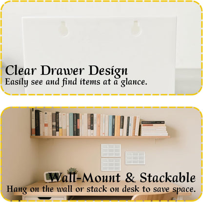 Small Drawer Organizer for Desk, 7.1" x 3.8" x 4.6" Mini Desktop Drawer Organizer with 9 Clear Drawers, Compact Craft & Office Supplies Organizer for Home School (Pink)