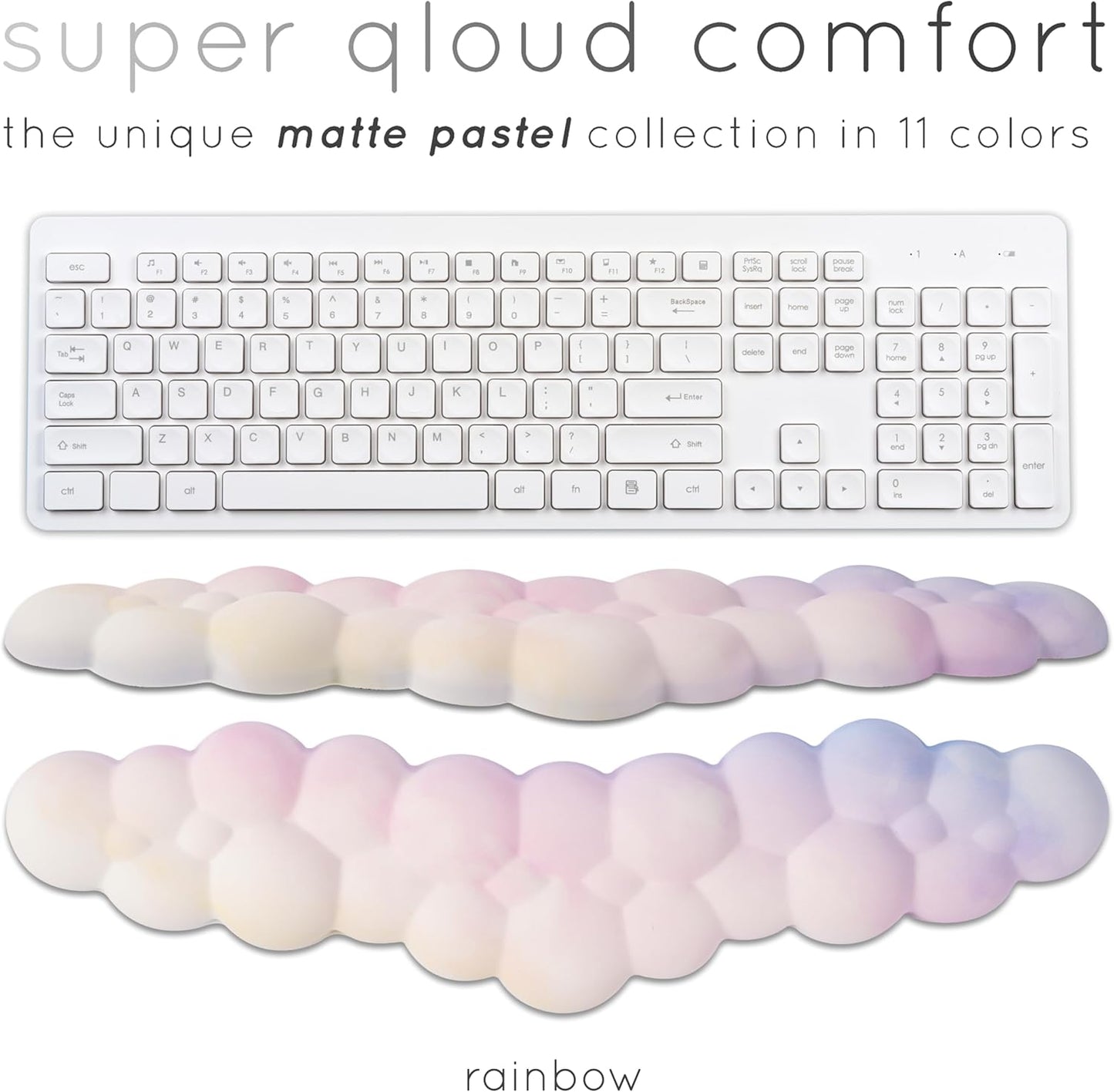 Cloud Keyboard Wrist Rest – Create-ables Qloud Cloud Wrist Rest for Computer Keyboard and Mouse, Ergonomic Memory Foam Wrist Pad with Non-Slip Base, Includes Cloud Mouse Pad – White