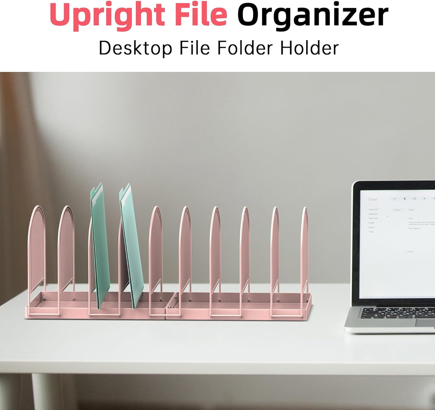 SUPEASY File Organizer for Desk, 5-Section Mesh Desk Organizer, Vertical File Holder Desktop Organizer File Sorter, File Folder Holder for Office Supplies, Black