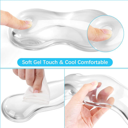 MOSISO Gel Keyboard Wrist Rest&Wrist Support for Mouse, Ergonomic Wrist Pad Soft Cooling Gel Pain Relief Easy Typing Pad Non-Slip Computer Laptop Wave Shaped Home/Office Wrist Cushion, Transparent