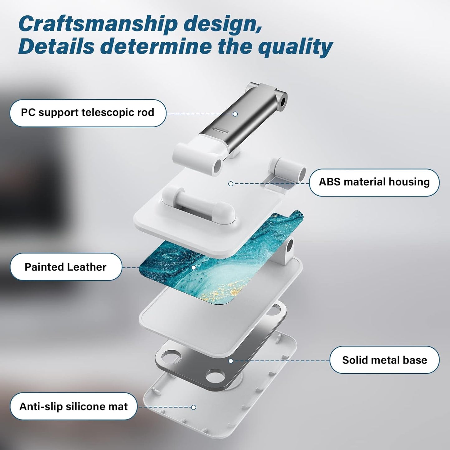 Desk Cell Phone Stand - Adjustable Angle-iPad Holder, Universal Compatible Phone Holder for Desk