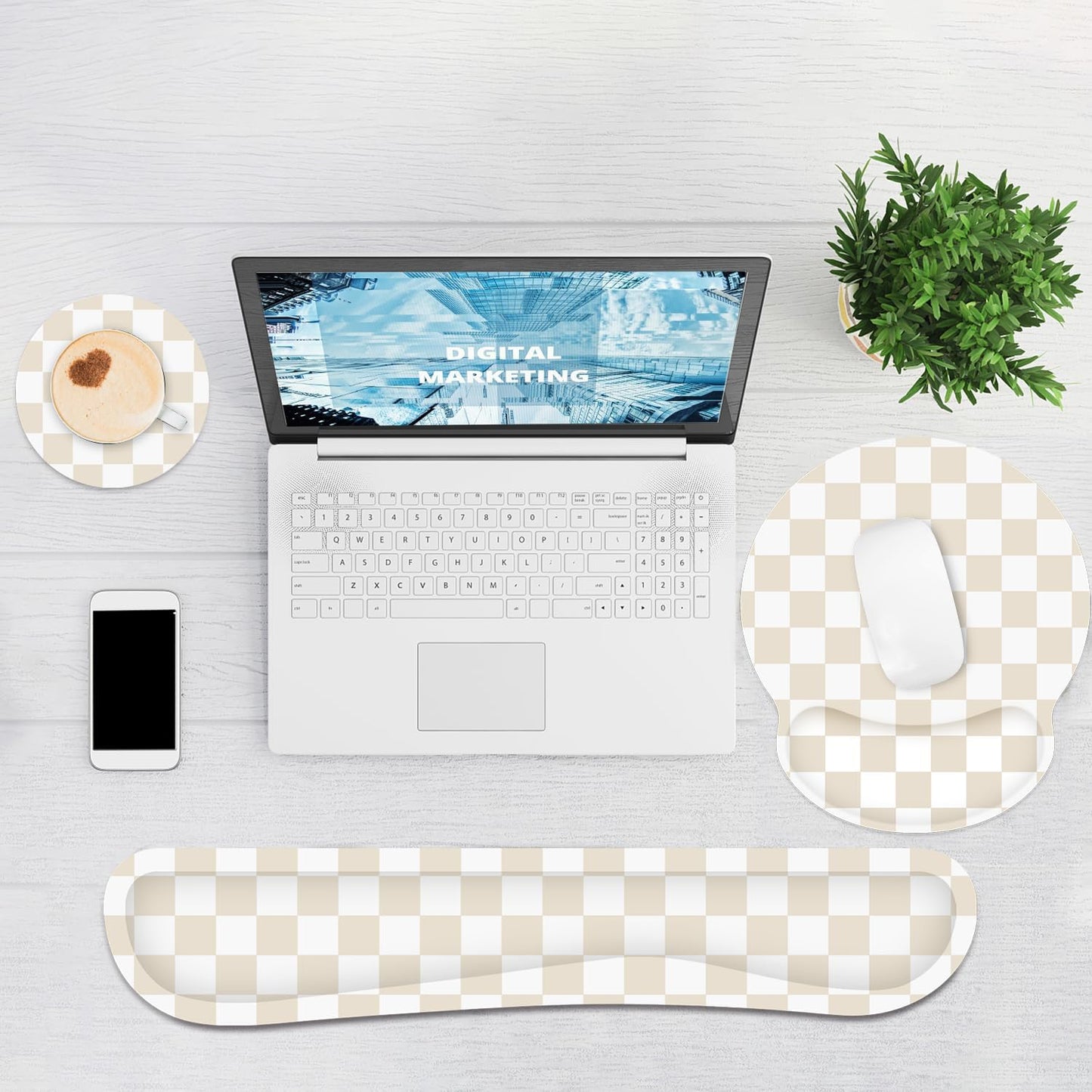 Ergonomic Mouse Pad with Wrist Rest and Keyboard Wrist Rest, Memory Foam Wrist Rest for Computer Keyboard, Easy Typing, Pain Relief, Mouse Pad Wrist Support for Gaming,Office, Laptop, Black Flower