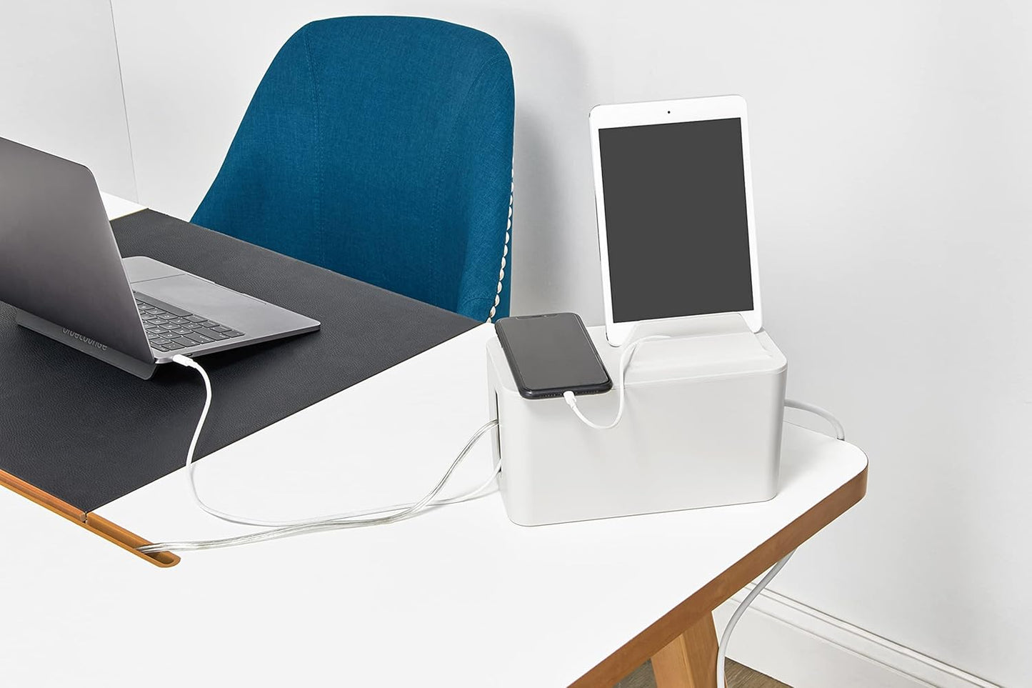 Bluelounge CableBox Mini Cable Management with Small Surge Protector, Black (CBM-BL)