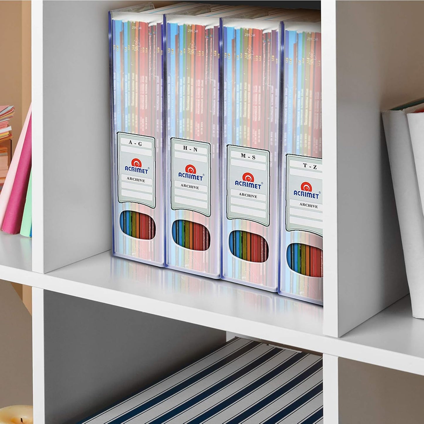 Acrimet Magazine File Holder – Vertical Rack for Documents, Folders and Mail, Durable Plastic Desk Organizer for Office & Home, Clear Crystal (2 Pack)