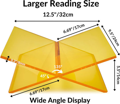 Honygebia Gold Acrylic Book Stands - Cross Frame Acrylic Book Holder, Open Bookstand for Display and Reading, Suitable for Art, Bible, Cookbook, Easel, Magazine, Textbooks 12.5" x 9.5" x 5.5"