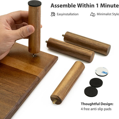 Bamboo Dual Monitor Shelf, Monitor Stand Riser with Underneath Storage for Desk Office Supplies, Supports Heavy TV up to 300 lbs, Natural