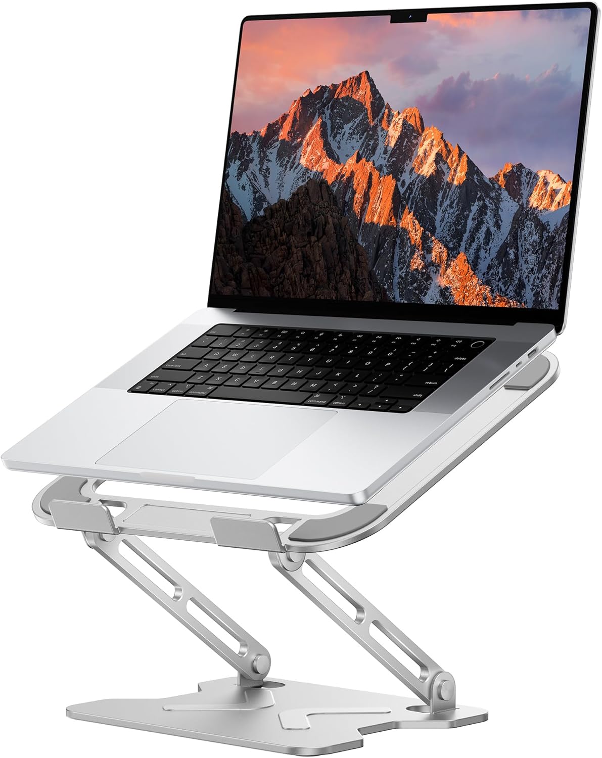 JCZT Adjustable Laptop Stand for Desk, Metal Foldable Laptop Riser, Portable Laptop Holder Mount, Ventilated Cooling Computer Notebook Stand for MacBook Air Pro, All 10-16'' Notebooks Laptops, Gold