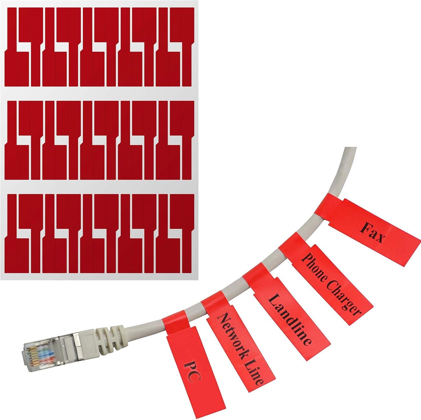 Mr-Label® Self-Adhesive Cable Label - Waterproof | Tear Resistant | Durable - with Online Print Tool - for Laser Printer (10 Sheets (300 Labels), Multi-Color)