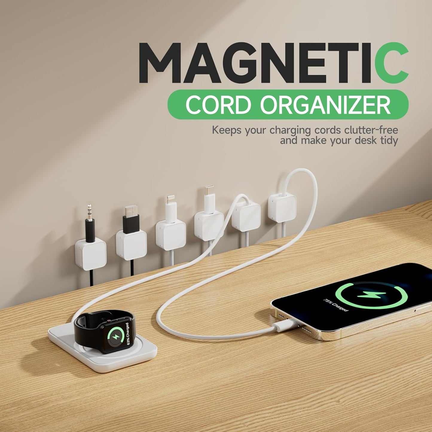 12 Black Magnetic Cable Clips,Under Desk Cable Management,Cord Holder for Nightstand Home Office Car Phone Wall,2025 Adhesive Cord Organizer[0.45" in Ht Save Space/Versatile for Wire Up to 0.27" OD]