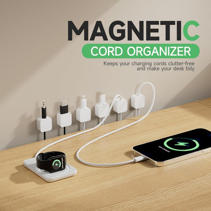 12 Black Magnetic Cable Clips,Under Desk Cable Management,Cord Holder for Nightstand Home Office Car Phone Wall,2025 Adhesive Cord Organizer[0.45" in Ht Save Space/Versatile for Wire Up to 0.27" OD]