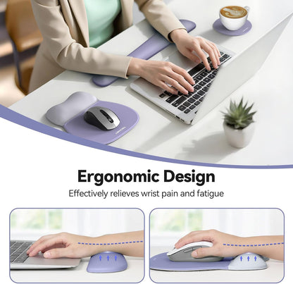 TECKNET Gel Mouse Pad with Wrist Rest, 3 in 1 Keyboard Wrist Rest for Pain Relief, Non-Slip PU Base & Easy Typing, Ergonomic Mousepad Set for Office & Home（Black）