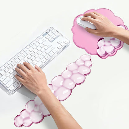 Keyboard Wrist Rest Set — Ergonomic Cloud Gel Wrist Rest Keyboard and Mouse Pad, Non-Slip Desk Accessories for Office and Home（White）
