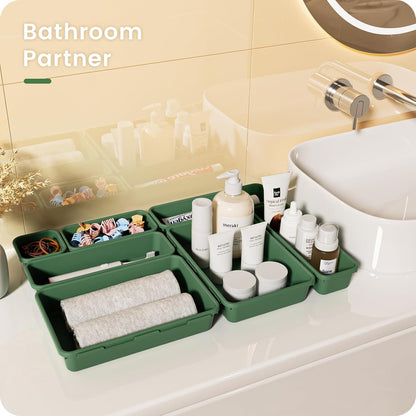 【Military Grade】A-LuGei Drawer Organizer, 【𝟱𝗦𝗶𝘇𝗲】 Makeup organizer, 【Holds 177 Items】 Bathroom Organizers and Storage, Organization and Storage, Desk Drawer Organizer for Bathroom Vanity