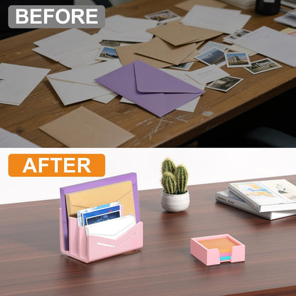 Beego Envelope and Mail Organizer Countertop - Clear Acrylic Desk Organizer Letter Holder Desktop File Sorter Bill Document Folder Rack for Office, Home, School Desk Organization
