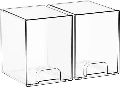 Yieach Clear Stackable Storage Drawers - Set of 6 - Acrylic Drawers,Bathroom Organizer Bin and Plastic Makeup Organizer,Clear Stacking Brightroom Storage Boxes for Vanity,Cabinet,Pantry Organization