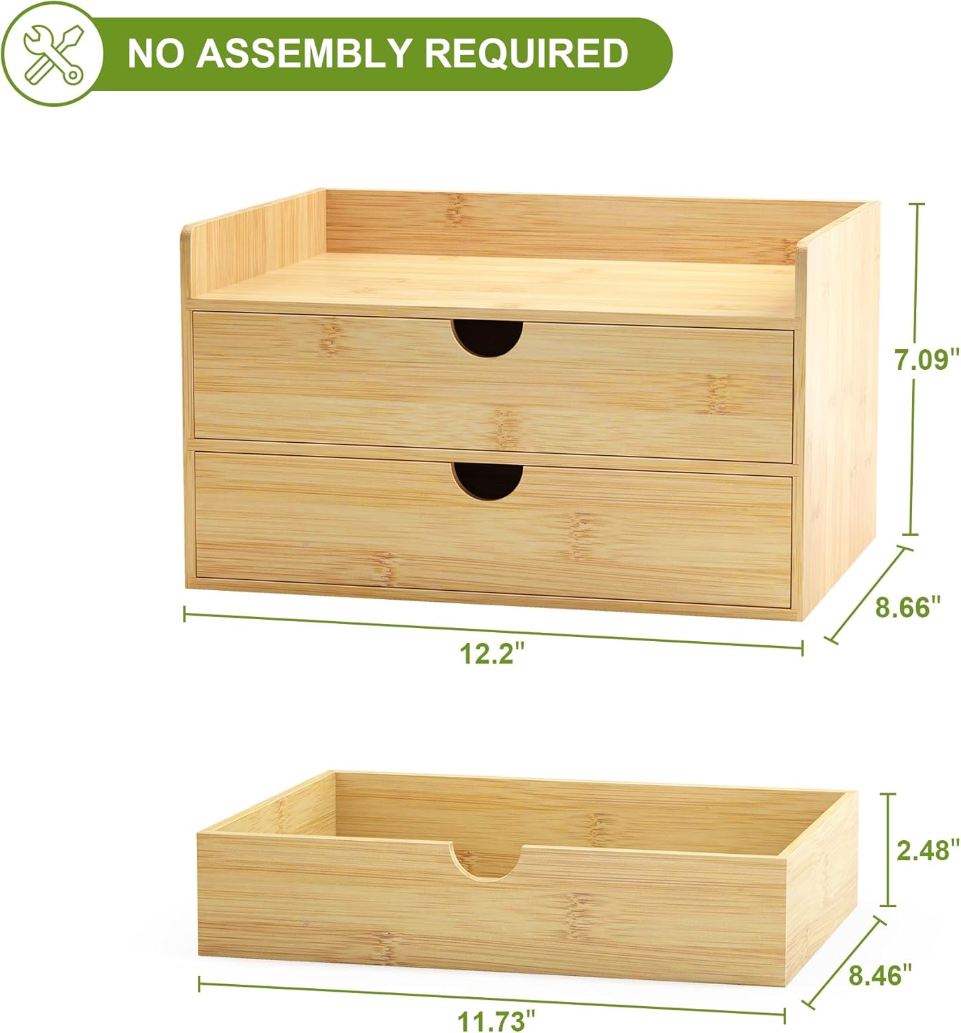 Wisuce Bamboo Desk Organizer - Mini Bamboo Desk Drawer Tabletop Cosmetic Storage Organization for Office or Home Black
