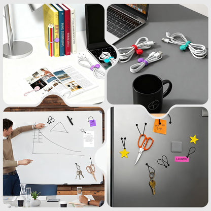 10 Pcs Reusable Magnetic Cord Organizers, Silicone Magnetic Cable Ties with Strong Magnets for Cable Bundling & Holding Bookmarks - Cord Ties for Electronics - Suitable for Office, Home, School