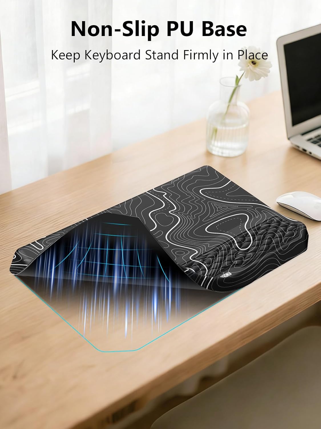 2-in-1 Ergonomic Keyboard Stand with Wrist Rest, Comfy Keyboard Riser Holder with Massage Design, Black