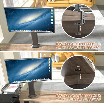HEMUDU Single Desk Monitor Arm Mount Stand Fit for 13 inch to 32 inch Flat Curved Computer Screen with Swivel, Height Adjustable, Rotation,Holds up to 77lbs, Black