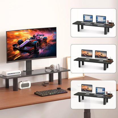 suptek Dual Monitor Stand Riser, 32.28Inch Large Monitor Stands for 2 Monitors, Computer Monitor Stand, Wooden Desktop Oraganizer Shelf for Office Desk Computer,TV,Laptop