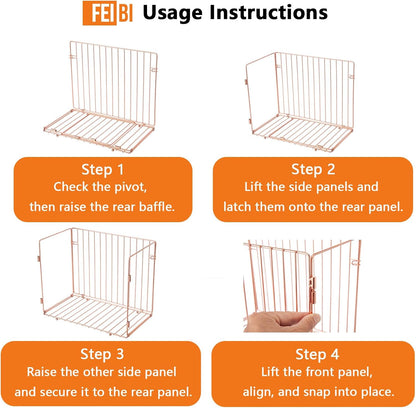 Hanging Rose Gold File Organizer, equipped with a 6-piece set of rose gold desktop accessories